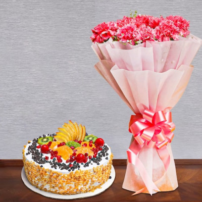 Bright Floral Bouquet With Cake